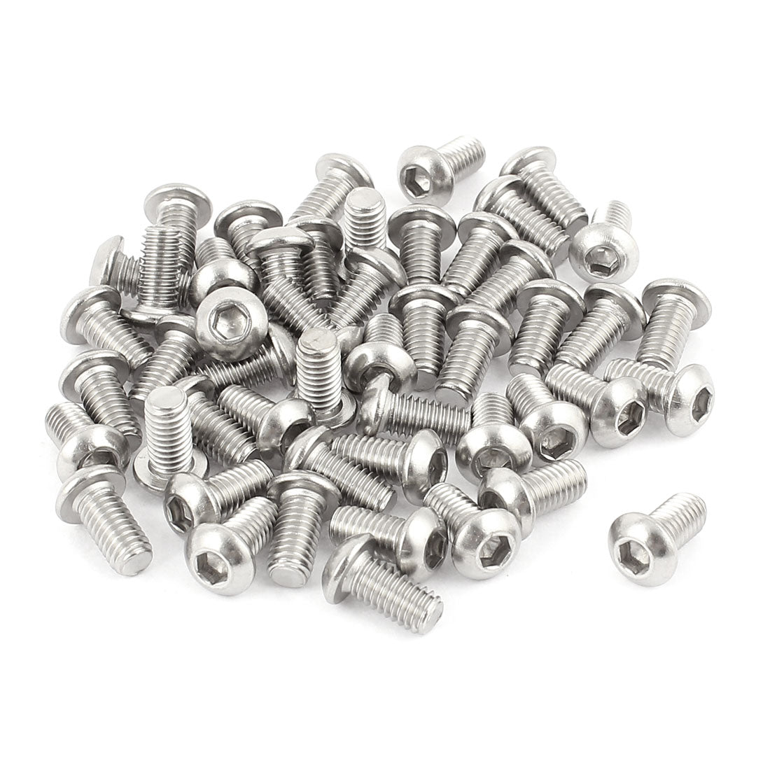 Harfington M6x12mm Stainless Steel Button Head Hex Socket Cap Screws Silver Tone 50Pcs