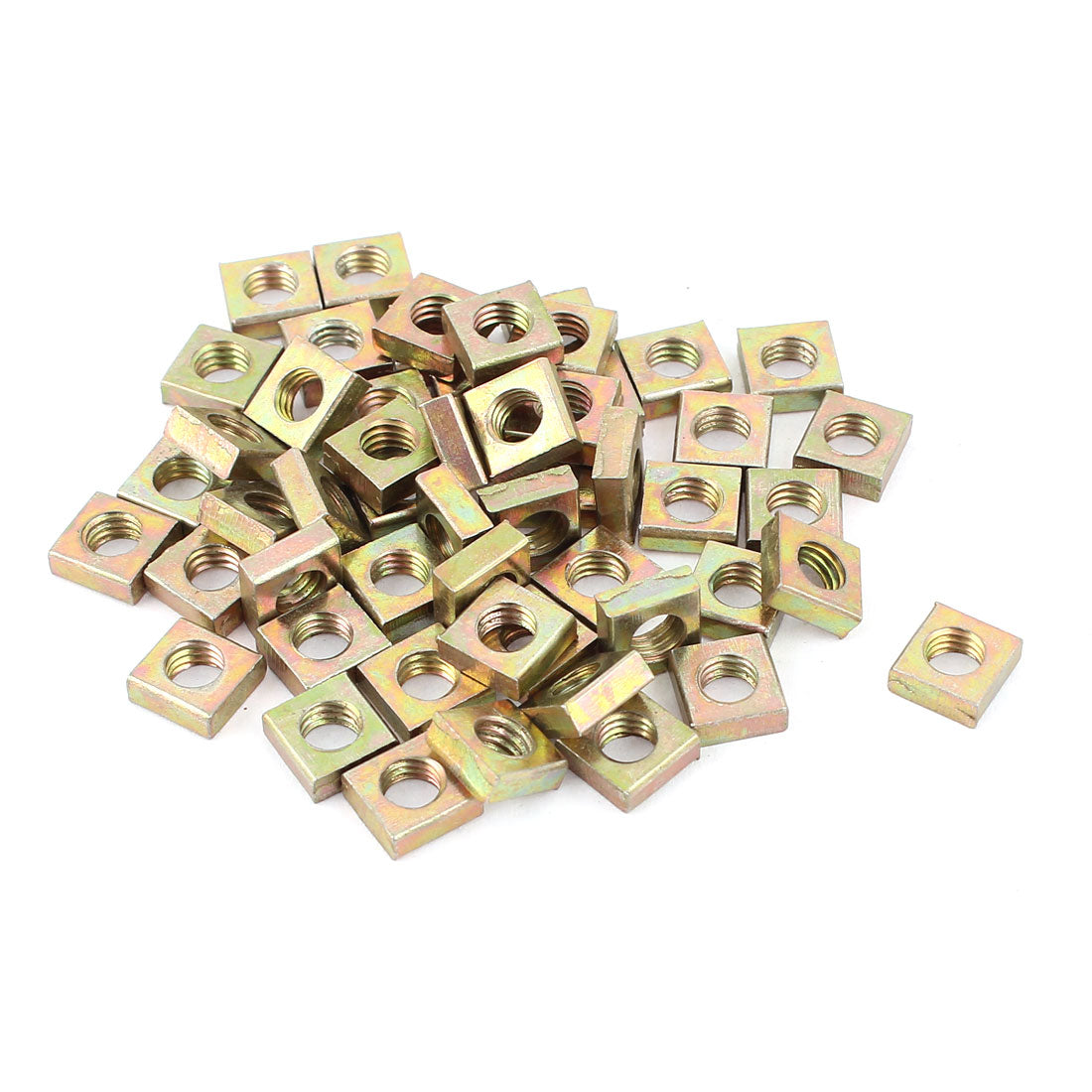 Harfington M5x8x3mm Zinc Plated Square Machine Screw Nuts Brass Tone 50Pcs