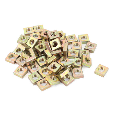 Harfington M5x8x3mm Zinc Plated Square Machine Screw Nuts Brass Tone 50Pcs