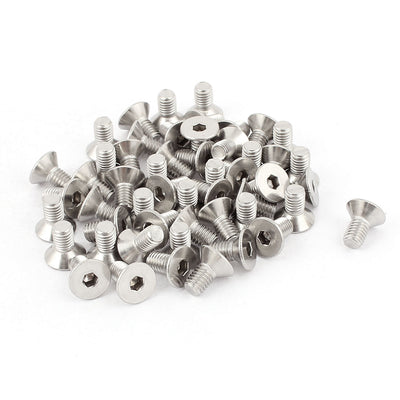 Harfington M5x10mm Stainless Steel Hex Socket Flat Head Countersunk Bolts Screw 50Pcs
