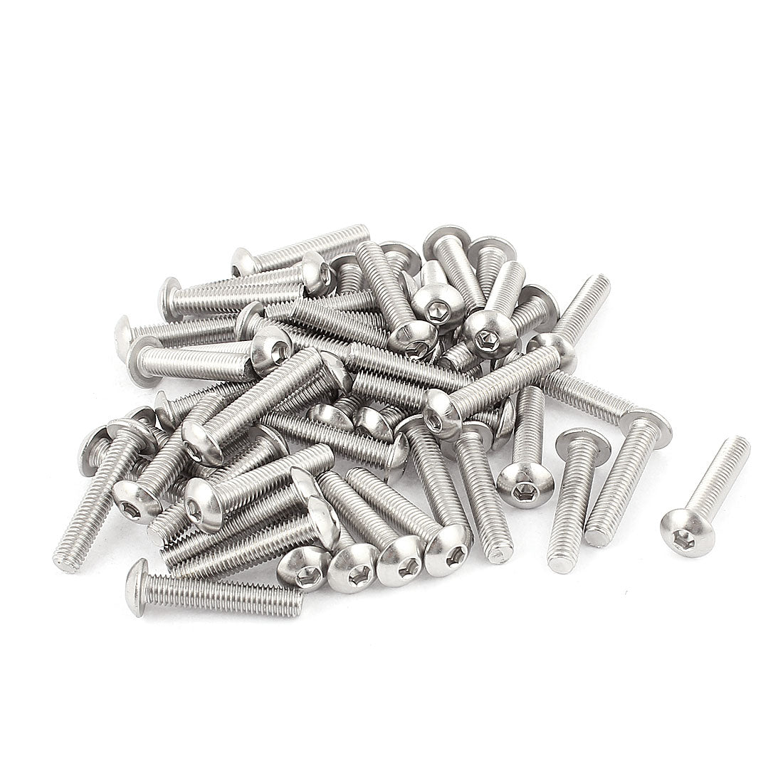 Harfington M5x25mm Stainless Steel Button Head Hex Socket Cap Screws Silver Tone 50Pcs