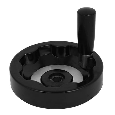 Harfington Folding Revolving Handle Inside Ripple Hand Wheel Black 125mm 5" Diameter
