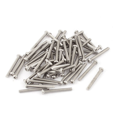 Harfington 60pcs 304 Stainless Steel Crosshead Phillips Pan Head Screws Bolt M2.5 x 22mm