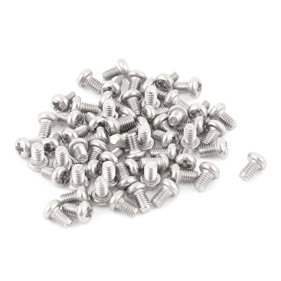 Harfington M2.5 x 4mm 304 Stainless Steel Crosshead Phillips Round Head Screws Bolt 60pcs