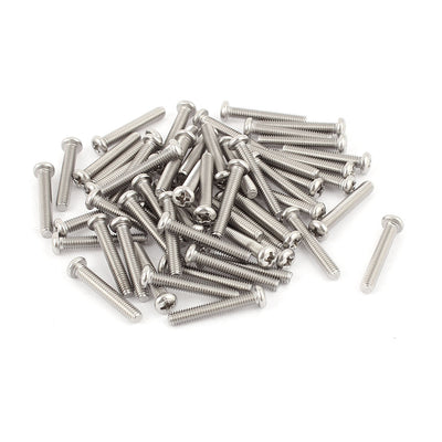 Harfington M4 x 25mm 304 Stainless Steel Crosshead Phillips Round Head Screws Bolt 60pcs