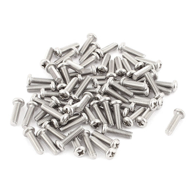 Harfington M4 x 14mm 304 Stainless Steel Crosshead Phillips Round Head Screws Bolts 60pcs