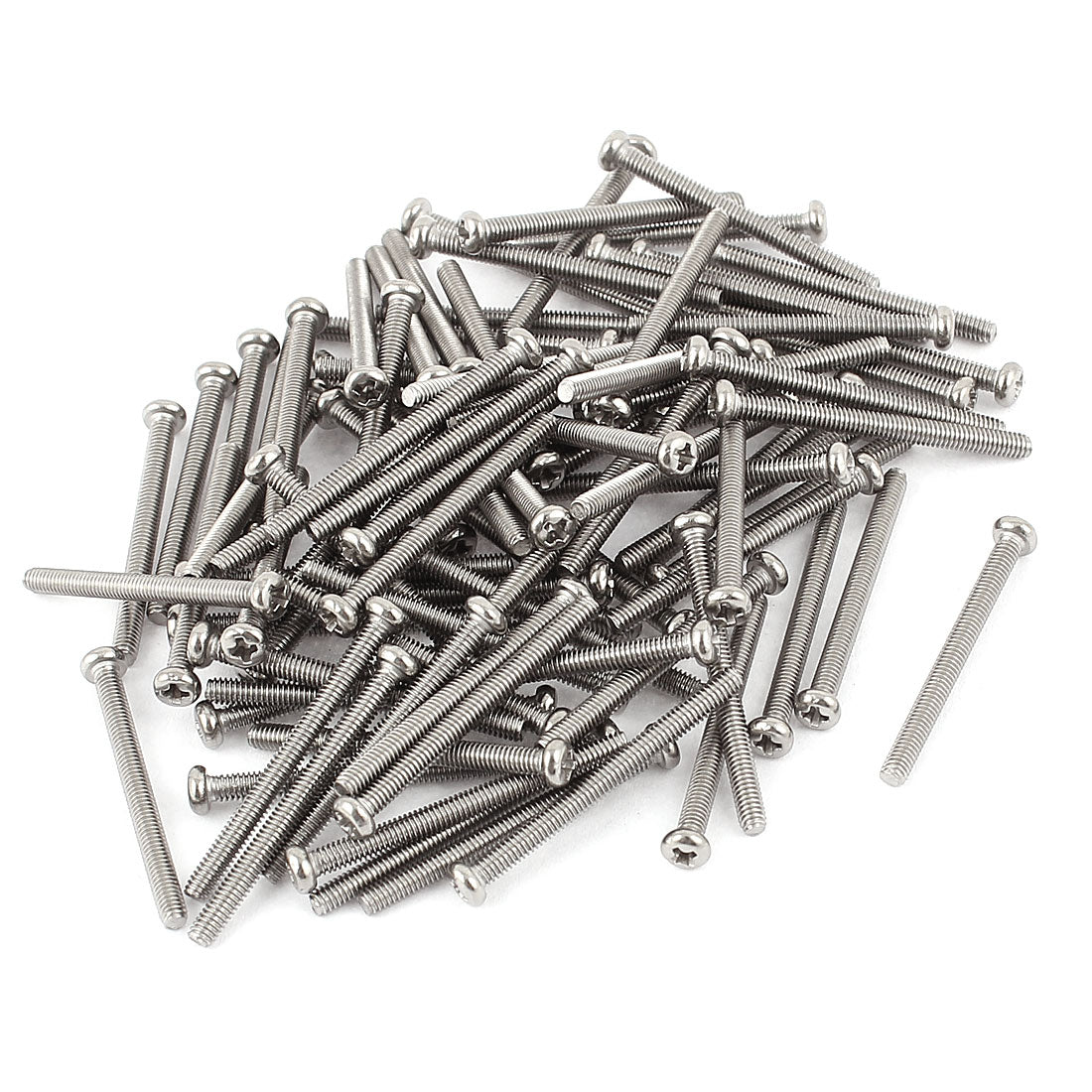Harfington M2.5 x 28mm 304 Stainless Steel Crosshead Phillips Round Head Screws Bolt 60pcs