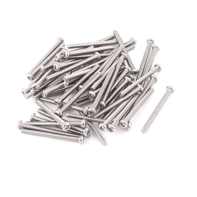 Harfington M3 x 35mm 304 Stainless Steel Crosshead Phillips Pan Head Screws Bolt 60pcs