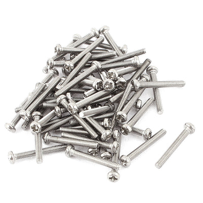 Harfington M2 x 14mm 304 Stainless Steel Crosshead Phillips Pan Head Screws Bolt 60pcs
