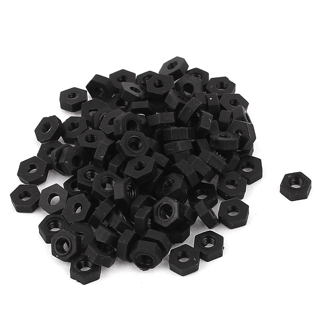 Harfington Metric M2.5 Thread Nylon Insert Lock Screw Fastener Hexagon Hex Nuts Black 100pcs