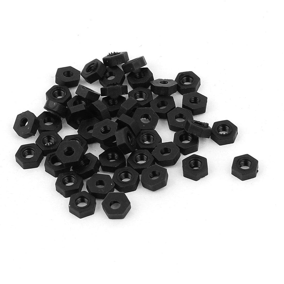Harfington Metric M2.5 Thread Nylon Hexagon Insert Lock Screw Fastener Hex Nuts Black 50pcs