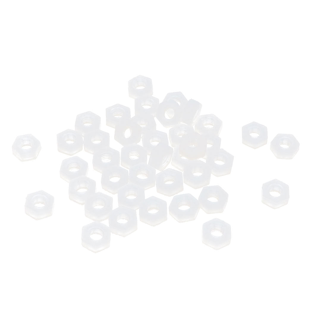 Harfington Metric M3 Nylon Hexagon Head Insert Lock Screw Fastener Hex Nuts White 50pcs