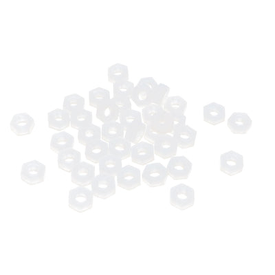 Harfington Metric M3 Nylon Hexagon Head Insert Lock Screw Fastener Hex Nuts White 50pcs