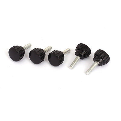 Harfington M4x15mm Male Threaded Screw on Plastic Round Head Clamping Knob Grip 5pcs