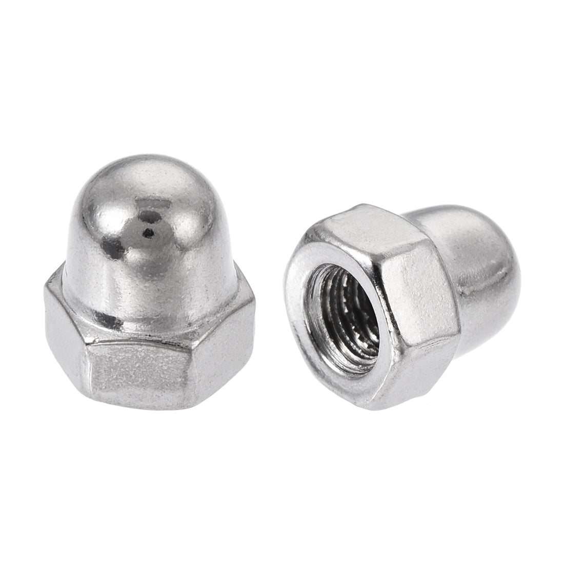 Harfington M4 Thread Dia 304 Stainless Steel Dome Head Cap Acorn Hex Nuts Silver Tone 30Pcs