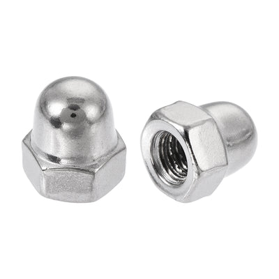 Harfington M4 Thread Dia 304 Stainless Steel Dome Head Cap Acorn Hex Nuts Silver Tone 30Pcs