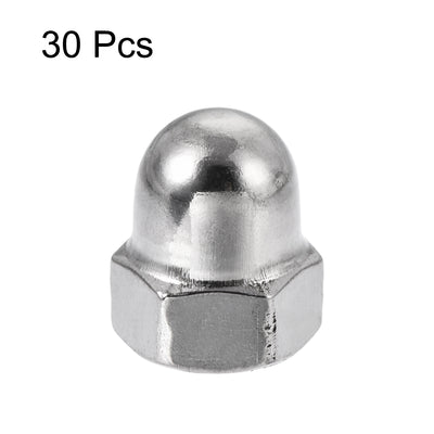 Harfington M5 Thread Dia Stainless Steel Dome Head Cap Acorn Hex Nuts Silver Tone 30Pcs