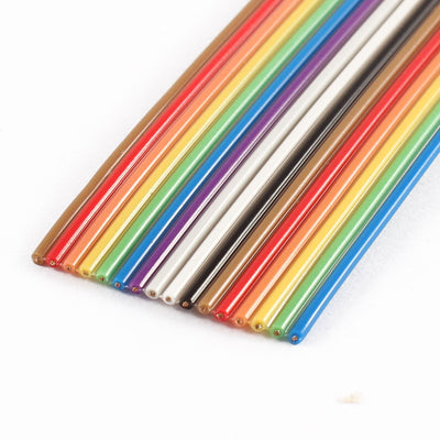 Harfington 13Ft 4M Length 16 Way 16 Pin Rainbow Color Flat Ribbon Cable IDC Wire 1.27mm Spacing DIY
