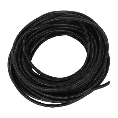 Harfington 15 M 5 x 7 mm Plastic Flexible Corrugated Conduit Tube for Garden,Office Black