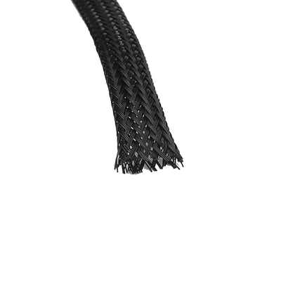 Harfington 16.5M 54ft Long 7mm Width Black Nylon Expandable Overbraid Cable Braided Sleeving Wire Conduit