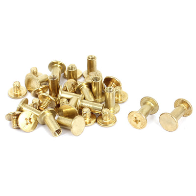 Harfington 17 Pcs M5x10mm Brass Plated Binding Chicago Screw Post for Leather Purse Belt