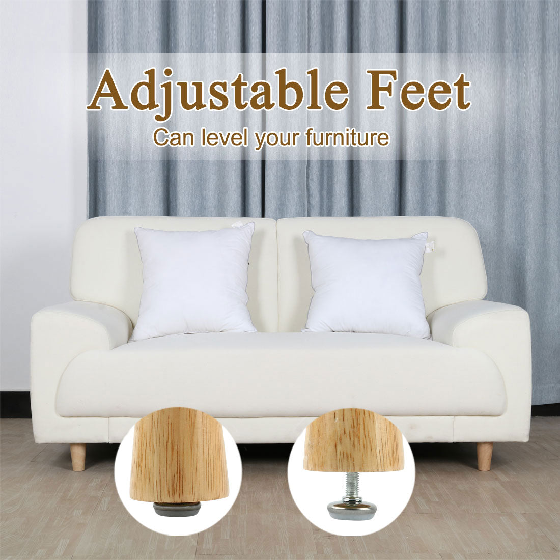 uxcell Uxcell M6x24mm Adjustable Thread 29mm Base Screw On Furniture Glide Leveling Feet 16Pcs