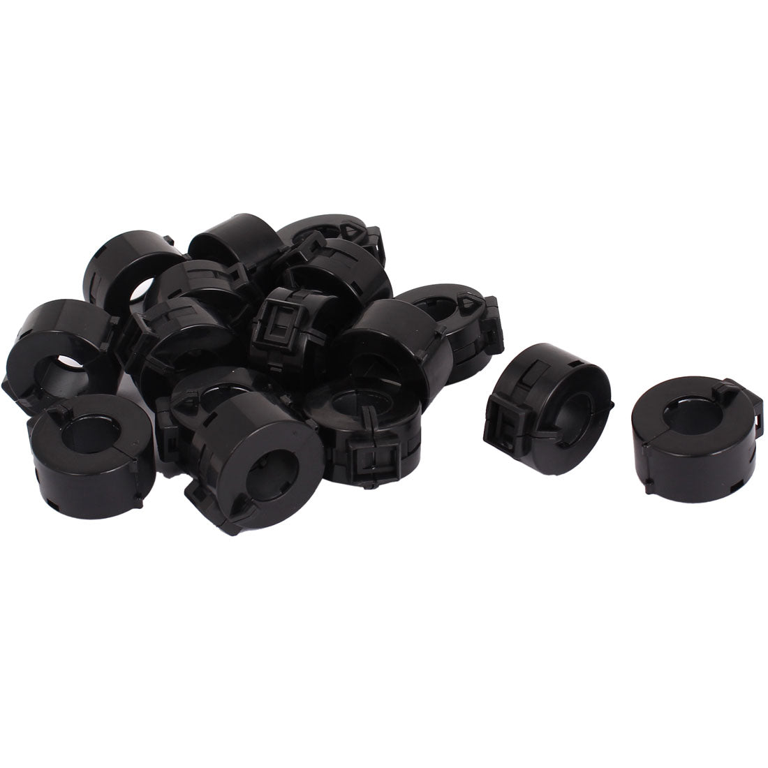 Harfington 16Pcs Black 15mm Dia Cord Clip On EMI RFI Noise Ferrite Suppressor Filter