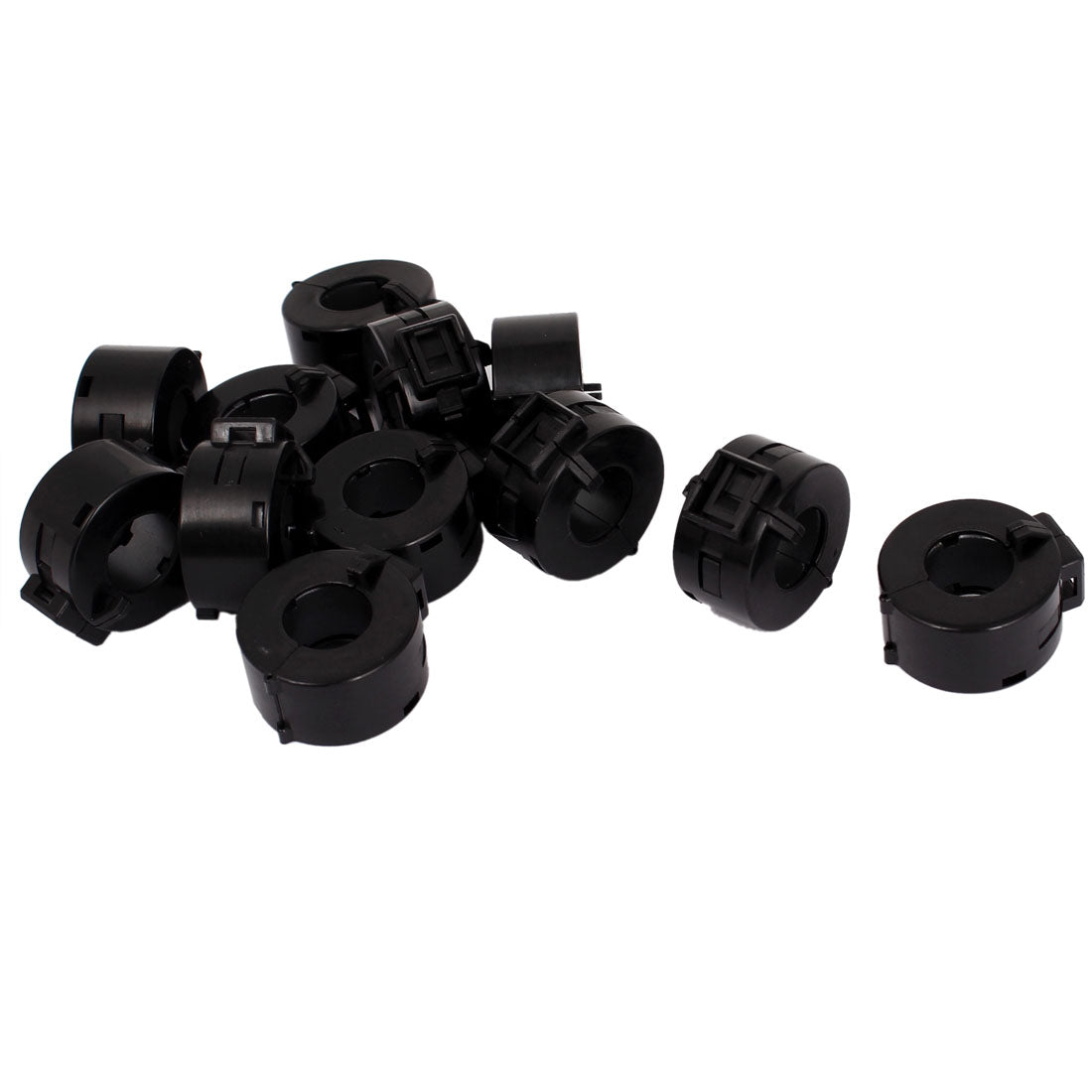 Harfington 12Pcs Black 15mm Dia Cord Clip On EMI RFI Noise Ferrite Suppressor Filter