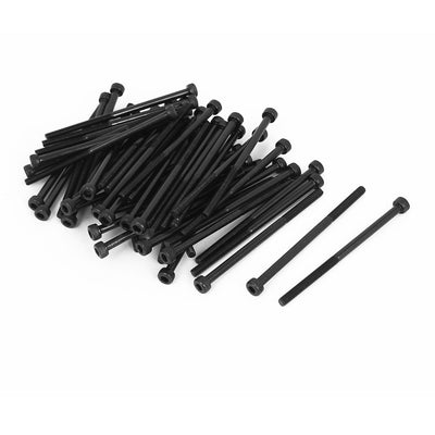 Harfington M3x55mm 12.9 Alloy Steel Hex Bolt Socket Head Cap Machine Screws Black 50Pcs