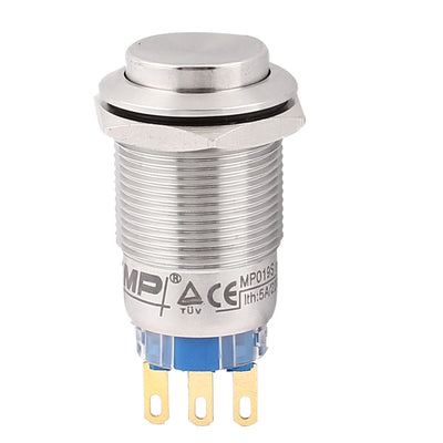 Harfington 19mm Mounted Thread 3 Pins SPDT High Head Latching Push Button Switch