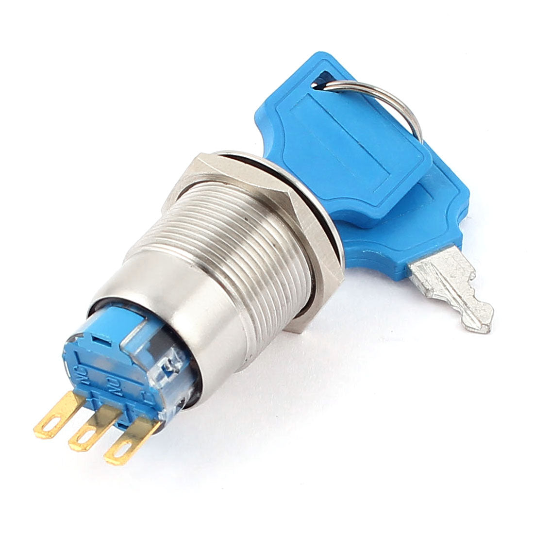 Harfington 19mm 3 Pin SPDT NO/NC 2 Positions Latching Keylock Switch