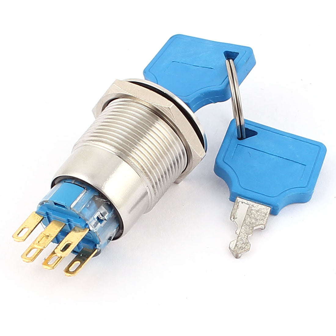 Harfington 19mm 6 Pin DPDT 2NO-2NC 3 Positions Latching Keylock Switch