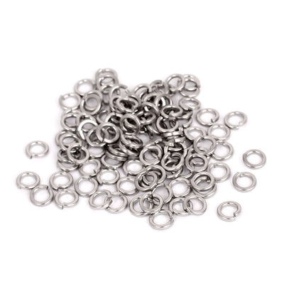 Harfington 100pcs 304 Stainless Steel Split Lock Spring Washers M4 Screw Gasket Pad