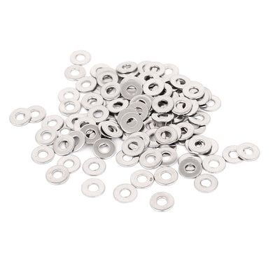 Harfington 100Pcs M2.5x6mmx0.5mm Stainless Steel Metric Round Flat Washer for Bolt Screw