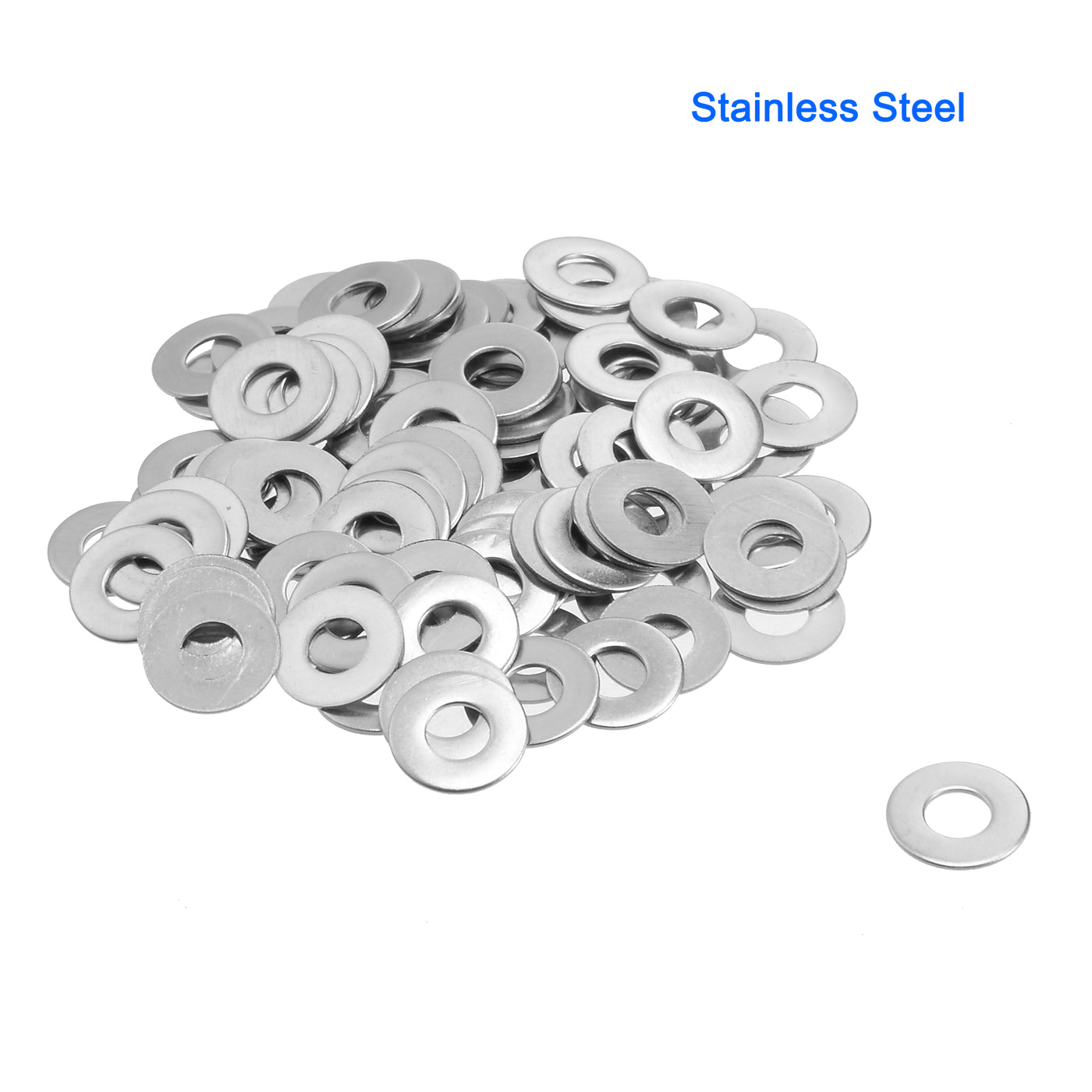 Harfington 100Pcs M4x10mmx0.5mm Stainless Steel Metric Round Flat Washer for Bolt Screw