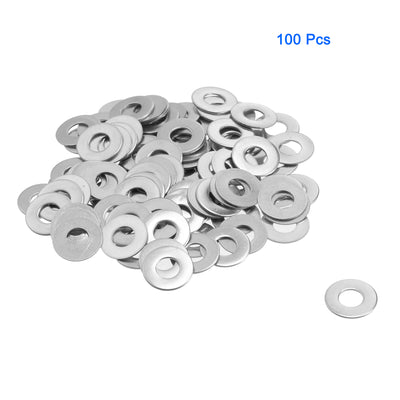 Harfington 100Pcs M4x10mmx0.5mm Stainless Steel Metric Round Flat Washer for Bolt Screw