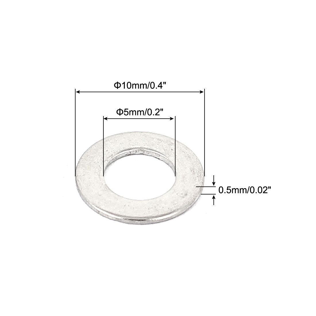 Harfington 100Pcs M5x10mmx0.5mm Stainless Steel Metric Round Flat Washer for Bolt Screw