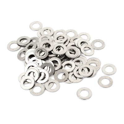 Harfington 100Pcs M5x10mmx0.5mm Stainless Steel Metric Round Flat Washer for Bolt Screw