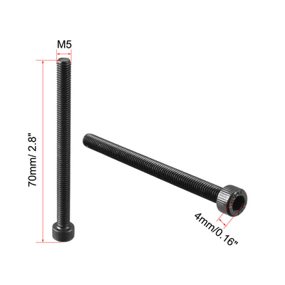 Harfington M5 x 65mm 12.9 Alloy Steel Machine Bolt Hex Socket Head Cap Screws Black 20pcs
