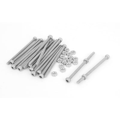 Harfington M3x50mm Stainless Steel Hex Socket Head Knurled Cap Screws Bolts Nut Set 20Pcs