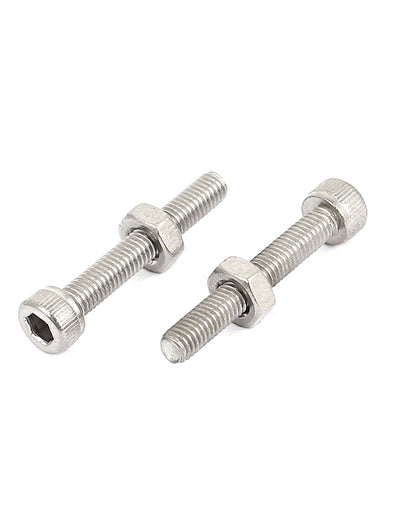 Harfington M3x20mm Stainless Steel Hex Socket Head Knurled Cap Screws Bolts Nut Set 50Pcs