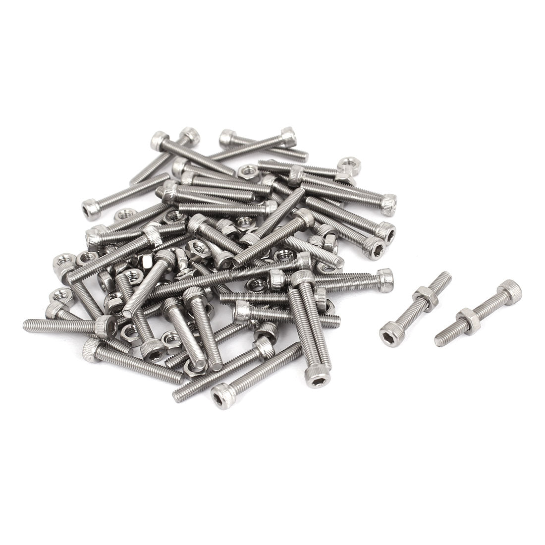 Harfington M3x20mm Stainless Steel Hex Socket Head Knurled Cap Screws Bolts Nut Set 50Pcs