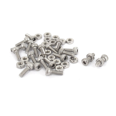Harfington M2x6mm Stainless Steel Hex Socket Head Knurled Cap Screws Bolts Nut Set 20Pcs