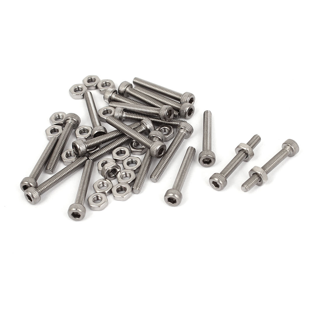 Harfington M2.5x18mm Stainless Steel Hex Socket Head Knurled Cap Screws Bolts Nut Set 20Pcs