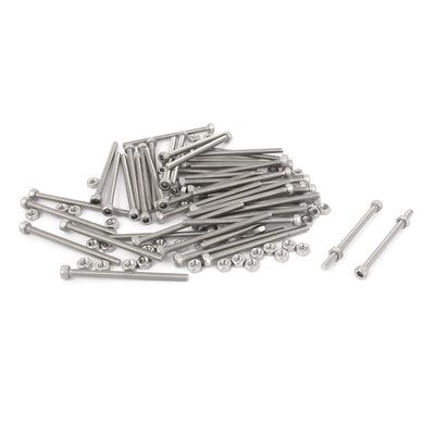 Harfington M3x45mm Stainless Steel Hex Socket Head Knurled Cap Screws Bolts Nut Set 50Pcs