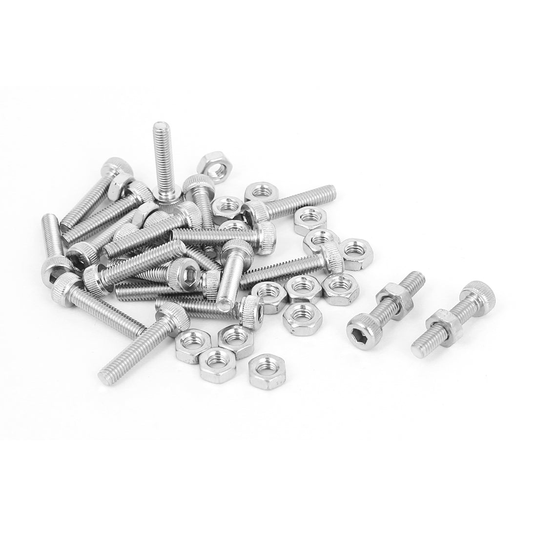 Harfington M3x14mm Stainless Steel Hex Socket Head Knurled Cap Screws Bolts Nut Set 20Pcs