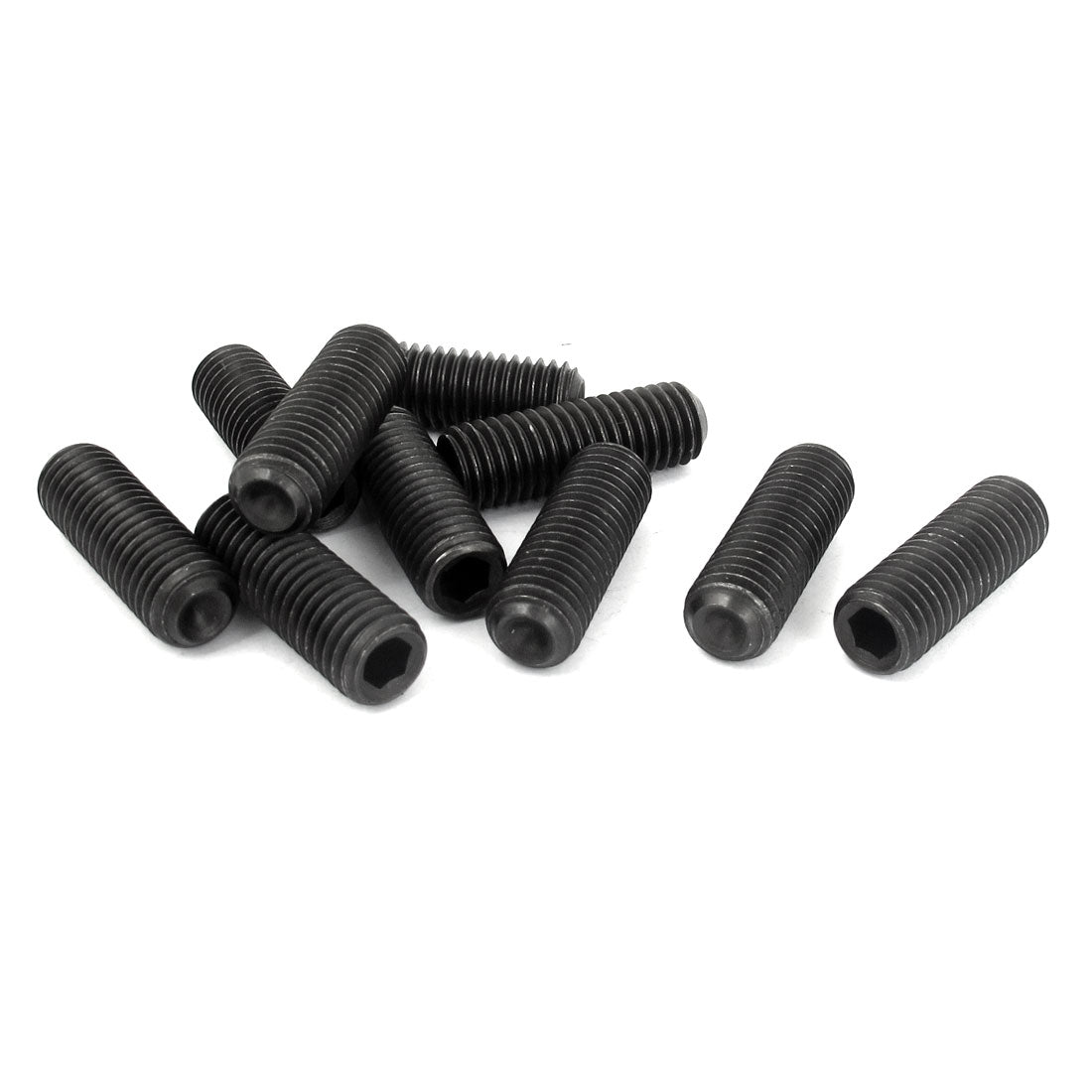 Harfington M10 x 30mm 1.5mm Pitch Hex Socket Set Cup Point Grub Screws Black 10pcs