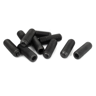 Harfington M10 x 30mm 1.5mm Pitch Hex Socket Set Cup Point Grub Screws Black 10pcs