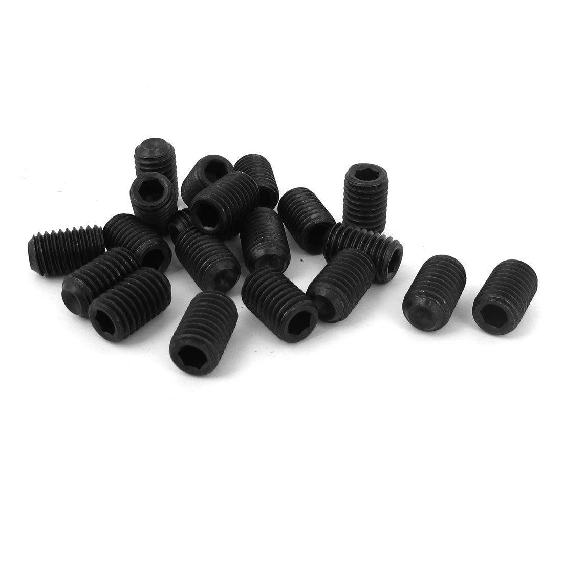 Harfington M10 x 16mm 1.5mm Pitch Hex Socket Set Cup Point Grub Screws Black 20pcs