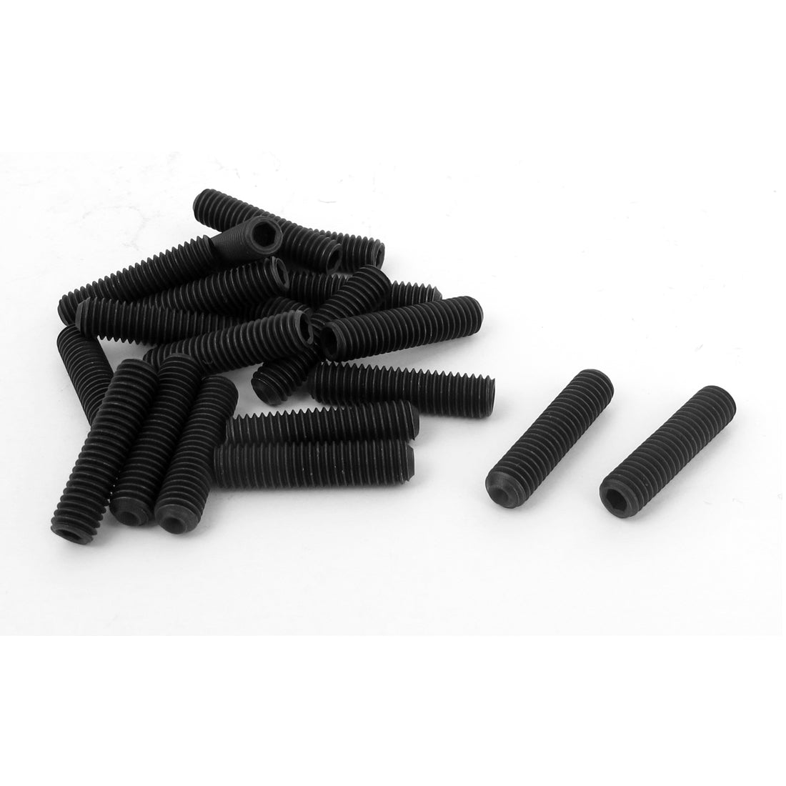 Harfington M6 x 25mm 1mm Pitch Hex Socket Set Cup Point Grub Screws Black 20pcs